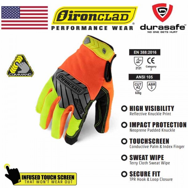 IRONCLAD IEX-HVP PRO Glove Hi-Viz