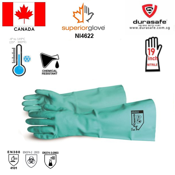 SUPERIOR NI4622 Chemstop Green 19″ Unsupported Nitrile Glove