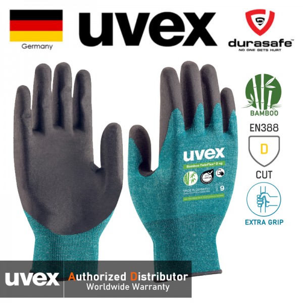 UVEX 60090 Bamboo TwinFlex Cut Resistant Xtra-Grip Aqua Polymer Coated Glove