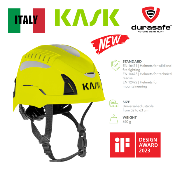KASK Quantum Cabrio Vented Safety Helmet with Quick Release Chinstrap Hi-Vis Yellow