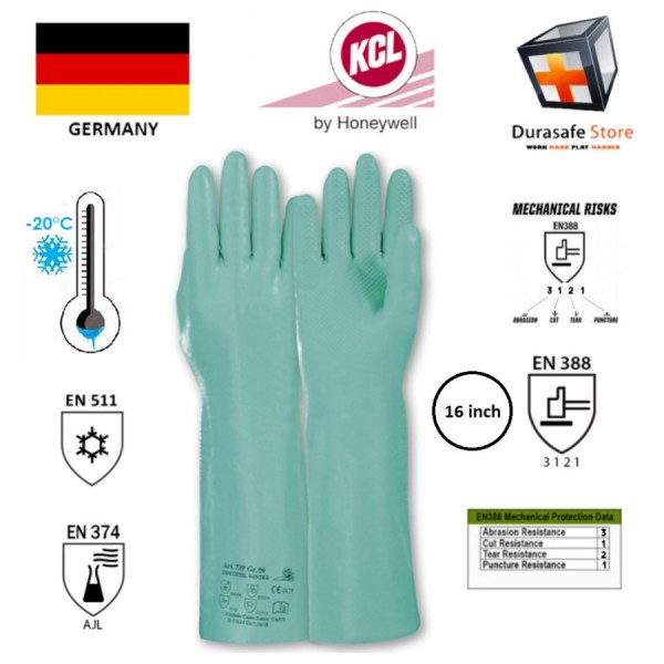 KCL GERMANY 739 Tricotril Winter -20°C Chemical Resistant Nitrile Glove Green 16″ Size 9,10