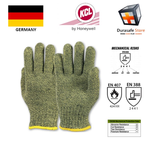 KCL GERMANY 950 KarboTECT Heat Resistant 250ºC/482ºF Carbon/Para-Aramid Glove Yellow/Black 10″ Size 9,10