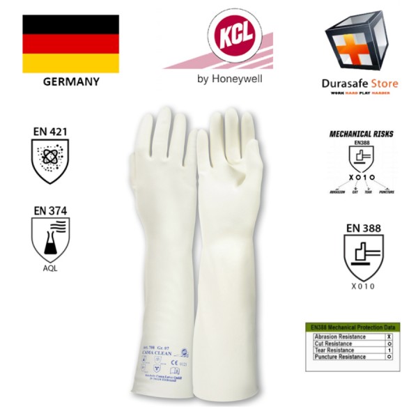 KCL GERMANY 708 Cama Clean Chemical Resistant Natural Latex Glove White 16″