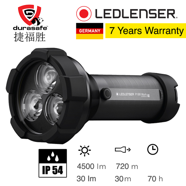 Ledlenser 502188 P18R Work Rechargeable LED Flashlight 4500 Lumens