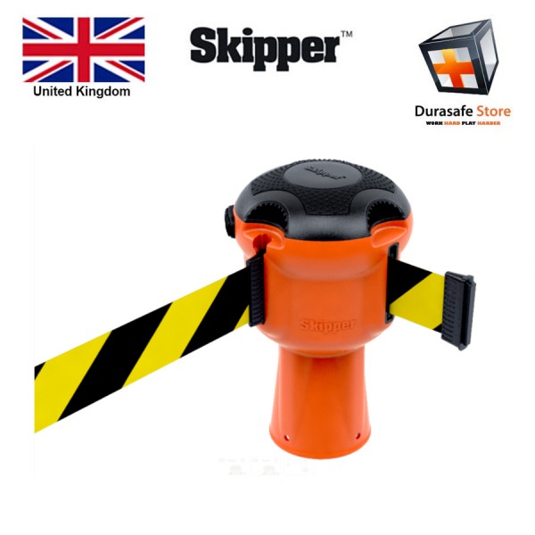 SKIPPER SKIPPER01 Cone Mounted Retractable Barrier System, Black/Yellow, UK Barricade