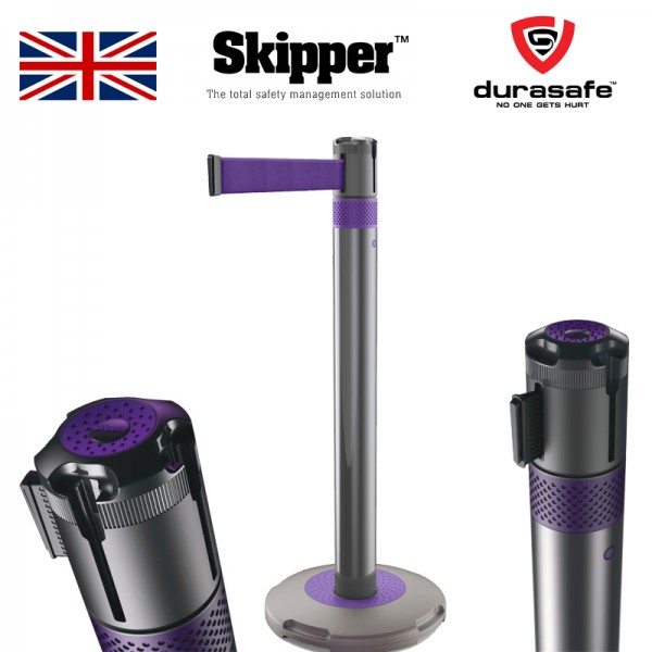 SKIPPER SKQP-P Q Post & Base Retractable Barrier System Purple X 3M Tape