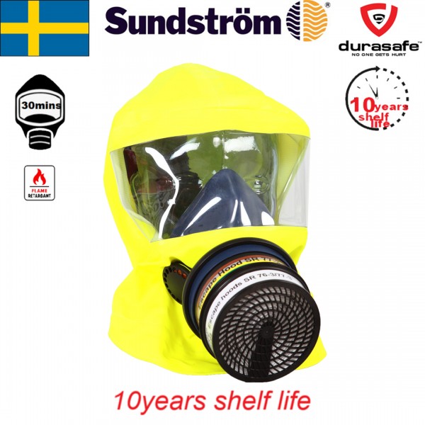 SUNDSTROM H15-3312 SR 77-3 ABEK1-CO-P3 Emergency Escape Smoke Hood Respirator
