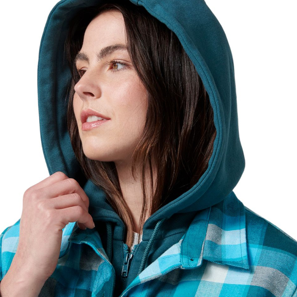 Hard Yakka Y08748 Women's Quilted Flannel Shacket Blue